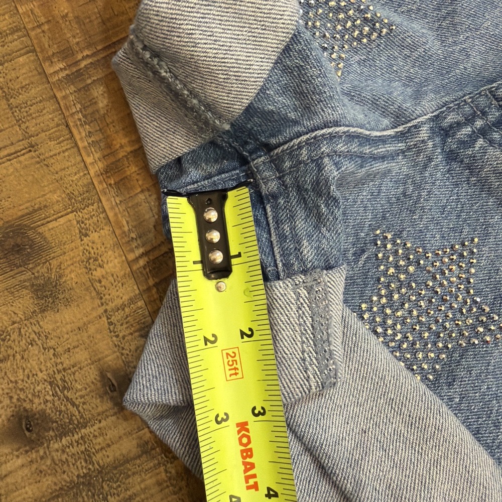 Hot Topic Blue Denim High Waisted Shorts Rhinestone Stars Junior's Size 5 (27"W) - Picture 15 of 16